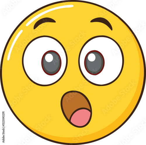 Surprised emoji with wide eyes and open mouth, A yellow surprised emoji with wide eyes and an open mouth, showing shock, surprise, and astonishment in a playful way.
