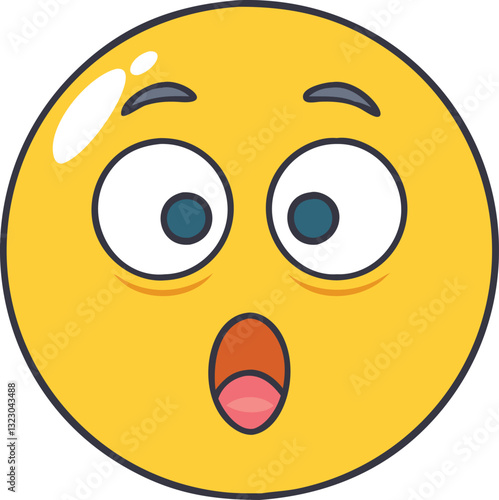 Surprised emoji with wide eyes and open mouth, A yellow surprised emoji with wide eyes and an open mouth, expressing shock, surprise, and astonishment in a playful manner.
