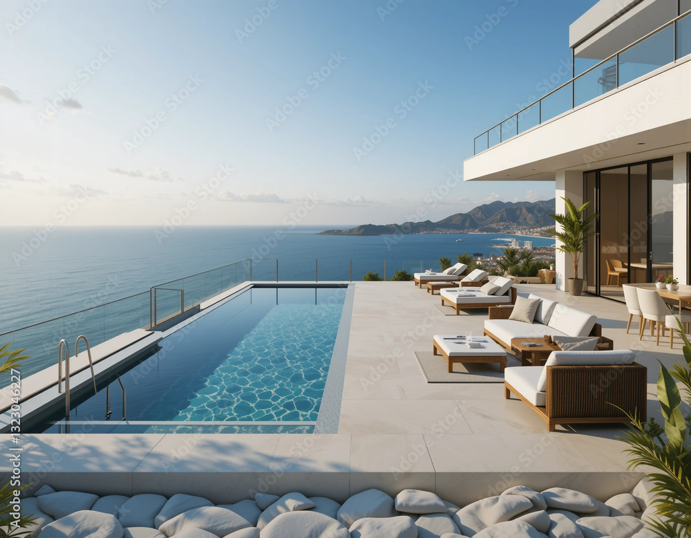 Obraz premium Skyline Luxury – Stunning Penthouse Illustrations with Breathtaking Panoramic Views