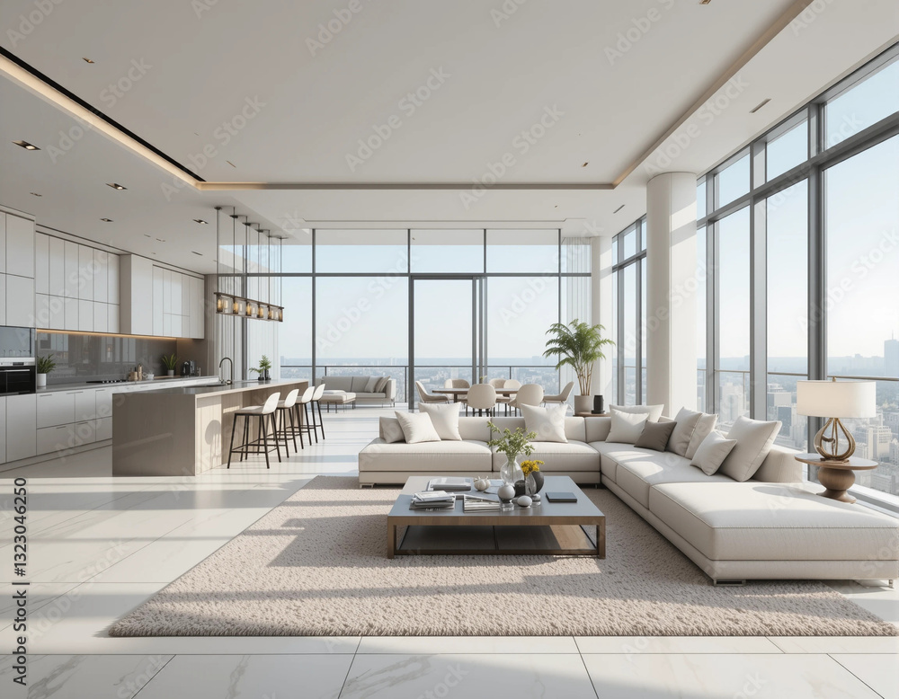 Fototapeta premium Skyline Luxury – Stunning Penthouse Illustrations with Breathtaking Panoramic Views