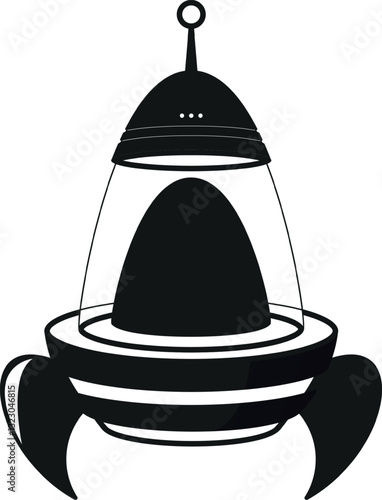 Fantasy spaceship GUI element black-and-white