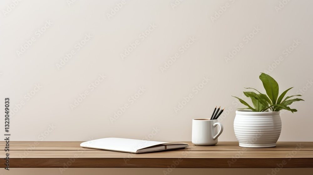 Fototapeta premium uncluttered desk with coffee
