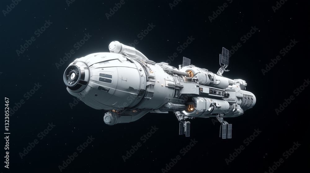 custom made wallpaper toronto digitalStarship in the Cosmos: A futuristic spaceship glides effortlessly through the vast expanse of the cosmos, its sleek design hinting at advanced technology and interstellar travel.