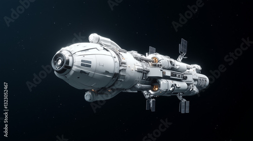 Wallpaper Mural Starship in the Cosmos: A futuristic spaceship glides effortlessly through the vast expanse of the cosmos, its sleek design hinting at advanced technology and interstellar travel. Torontodigital.ca