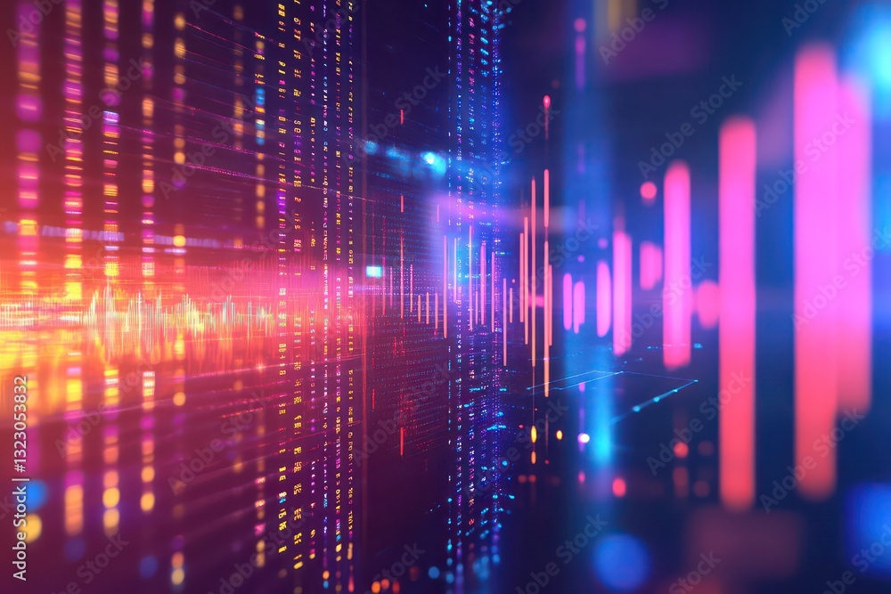A sleek, digital concept of ETFs, with animated text and data points floating over a vibrant background of stock market activity. A sleek, digital concept of ETFs, with animated text and data points floating over a vibrant background of stock market activity.
