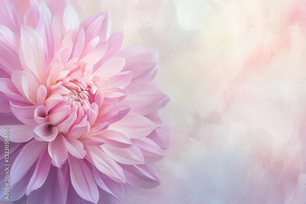 Fototapeta premium Soft floral design in pastel hues with pink and lavender blooms for feminine aesthetics and elegant decor