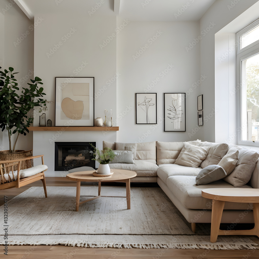 Fototapeta premium Minimalist Home Interior with Scandinavian Design