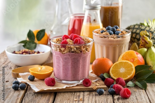 healthy orange and raspberry smoothie