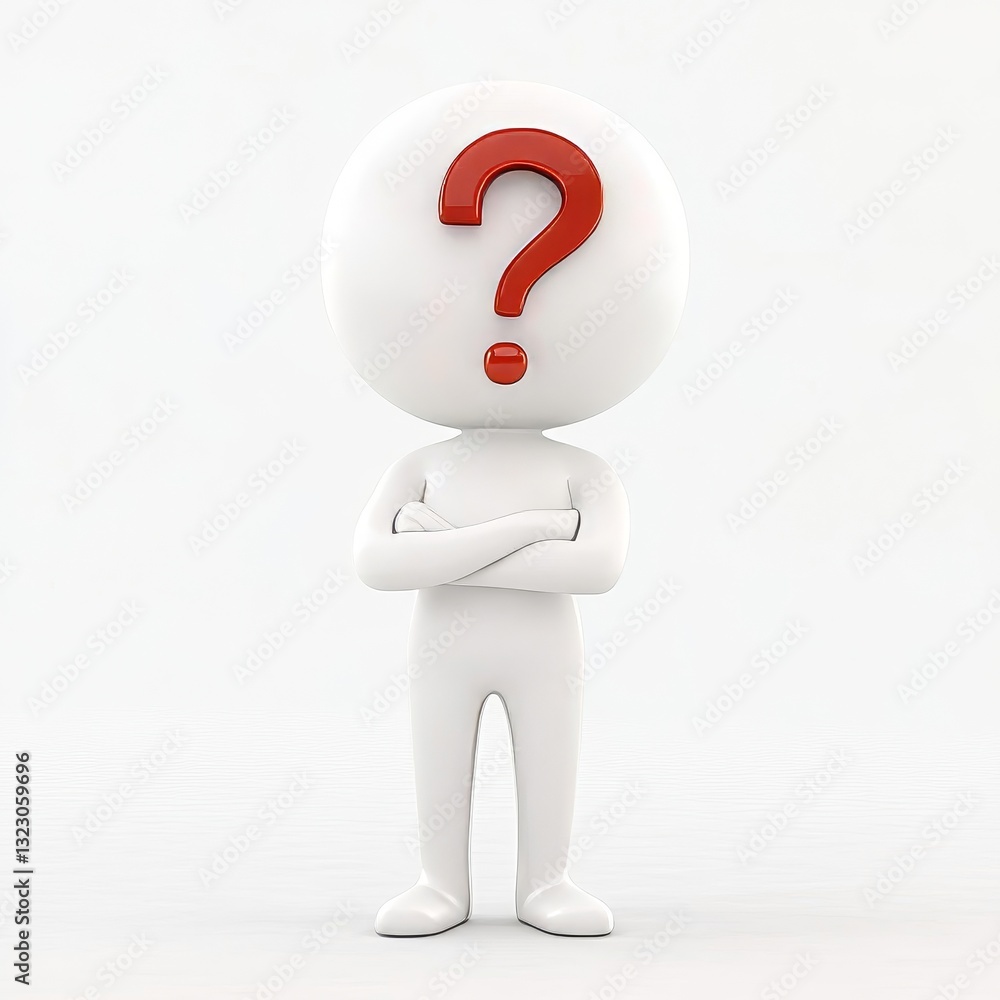 3D Man with red question mark over white background 3D Man with red question mark over white background