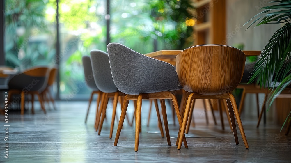 Elegant Modern Chairs Arranged at a Cozy Dining Table in Bright Interior