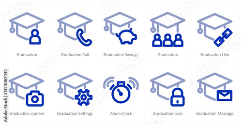A set of 10 micro icons as graduation, graduation call, graduation savings