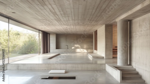 Concrete studio minimalist architecture design. AI generated
