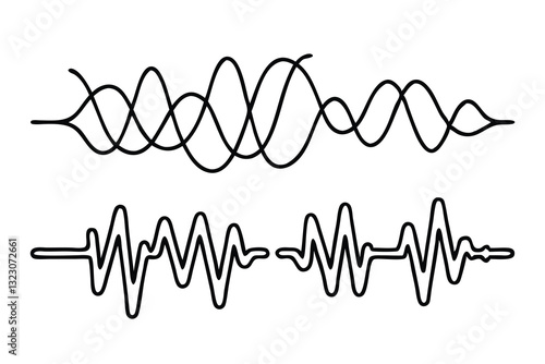  Sound wave with different amplitude Hand drawn line art flat vector illustration