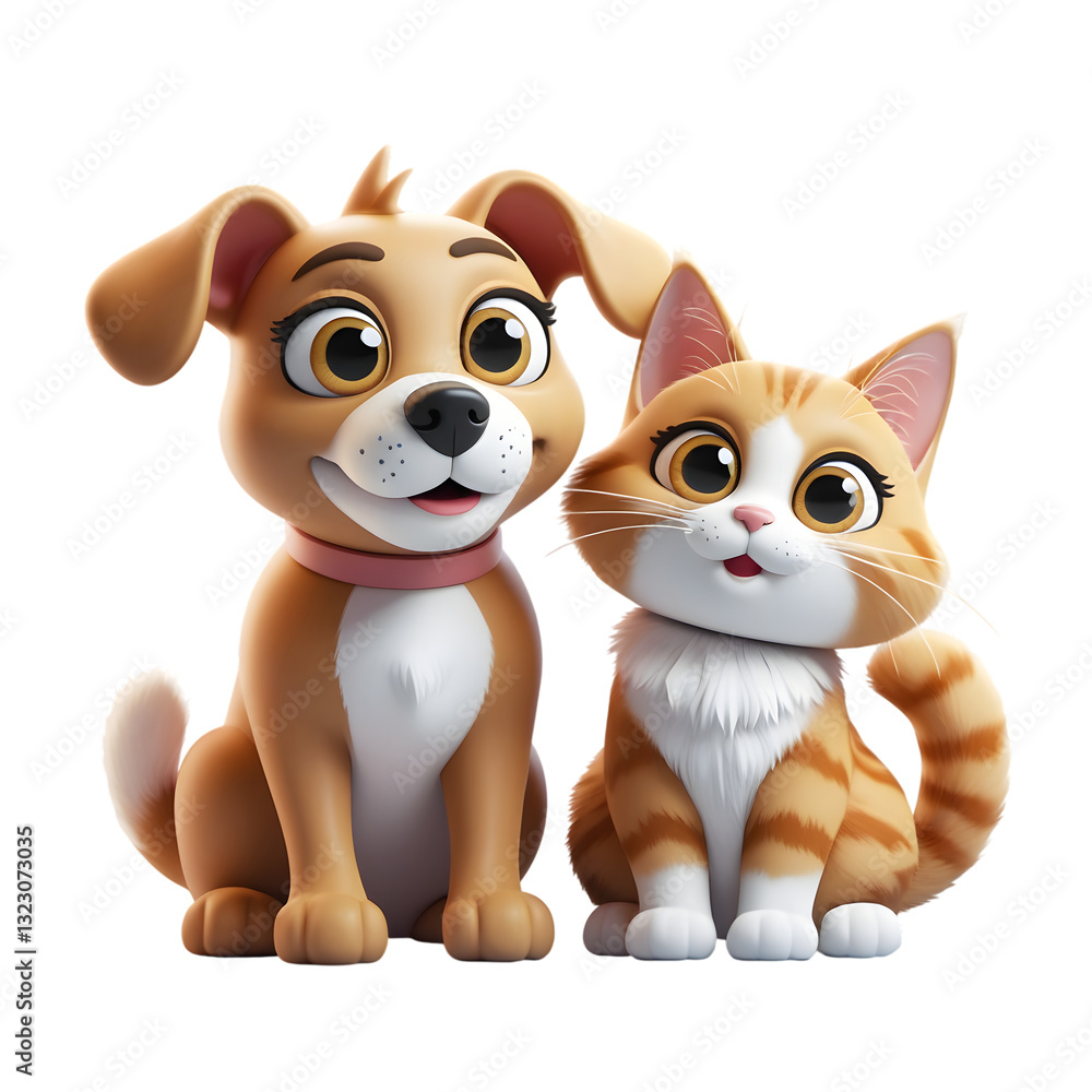 cat and puppy sitting on transparent background cat and puppy sitting on transparent background