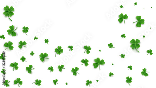 Vibrant St. Patrick's Day Green Clover Vector Background with Shamrocks, Festive Irish Theme, Lucky Four-Leaf Pattern, Decorative Design for Greeting Cards, Posters, Invitations, and Banners.