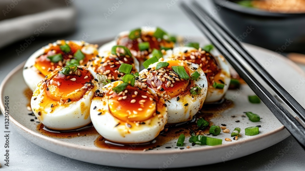 custom made wallpaper toronto digitalDeliciously Glazed Soft Boiled Eggs with Sesame and Green Onion