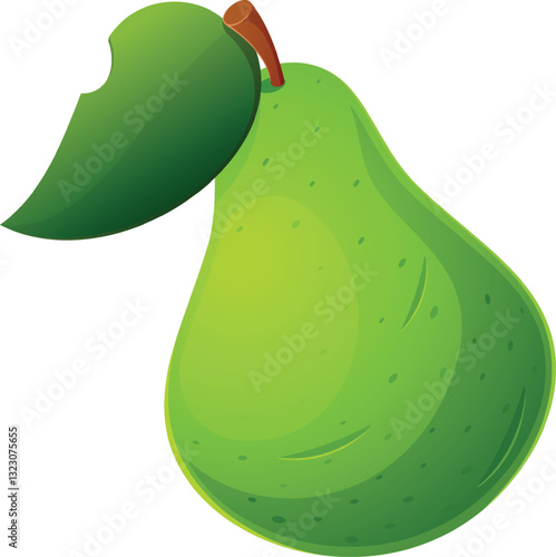 Ripe natural green pear vector illustration