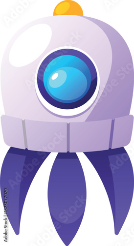 Cartoon rocketship game asset vector illustration