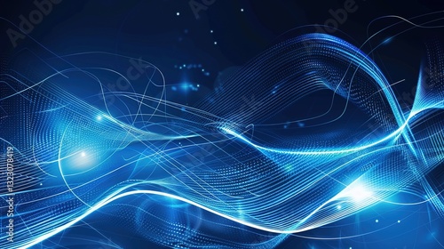 Wallpaper Mural Striking blue technology-themed dynamic abstract lines form the main visual background design, creating an energetic and modern atmosphere. The fluid and vibrant lines give a sense of motion and innov Torontodigital.ca