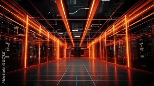 Obraz na płótnie cables data center orange w salonie