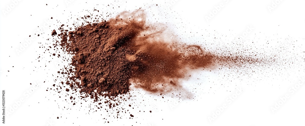 Brown powder explosion on white background. Brown powder explosion on white background.