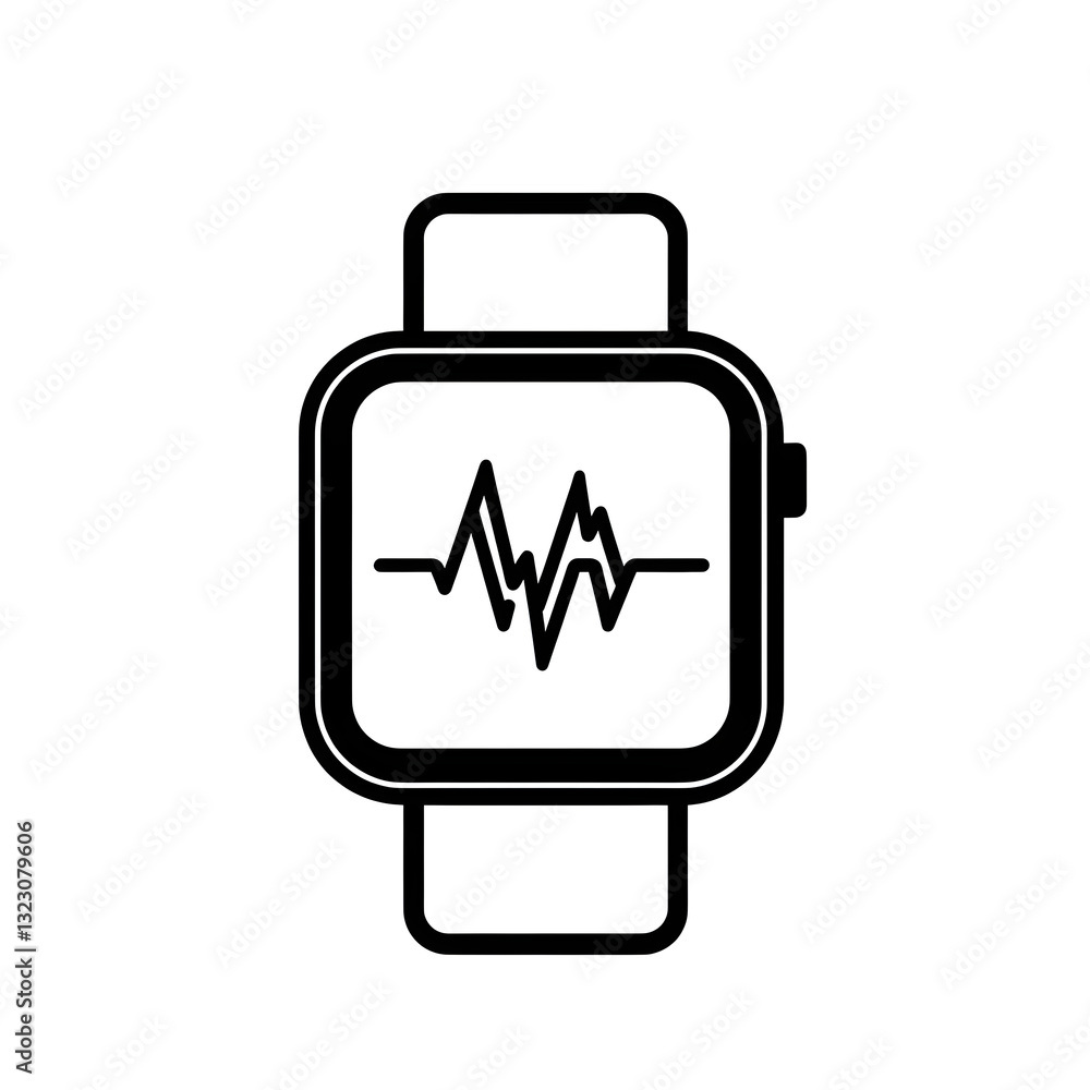 Smartwatch icon with a health tracking symbol