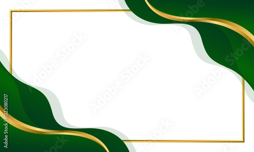 Elegant Green and Gold Abstract Wave Background. Modern border and frame design. Suitable for Invitations, certificates, awards, templates, banners, posters, cards, and more