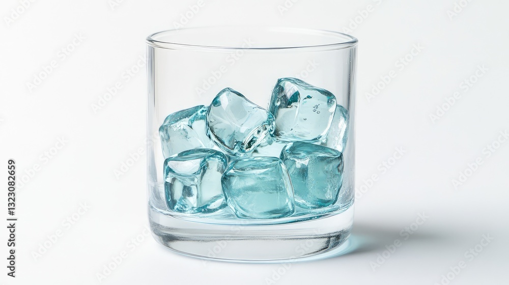 Blue effervescent retainer cleaning tablet bubbling in a glass of water, isolated on white. Blue effervescent retainer cleaning tablet bubbling in a glass of water, isolated on white.