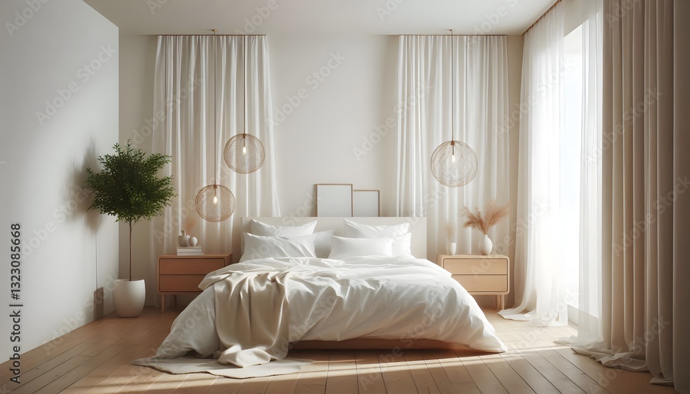 A clean and inviting bedroom features a large bed adorned with soft blankets and pillows A clean and inviting bedroom features a large bed adorned with soft blankets and pillows