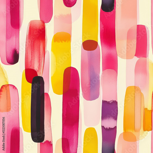 pattern artwork with watercolor paint stick, Seamless pattern repeat