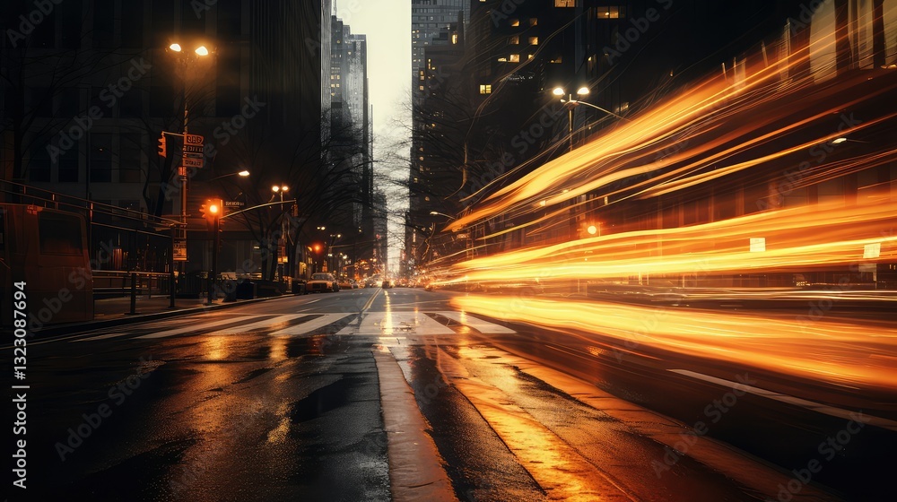 Naklejka premium dynamic orange light streaks