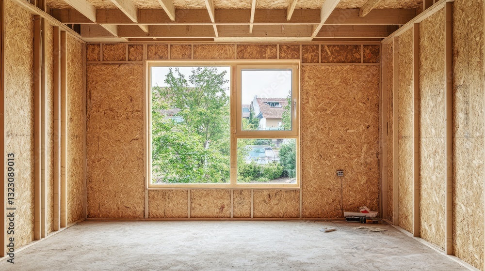 © Pannee - A construction site featuring OSB wall panels in an unfinished house.