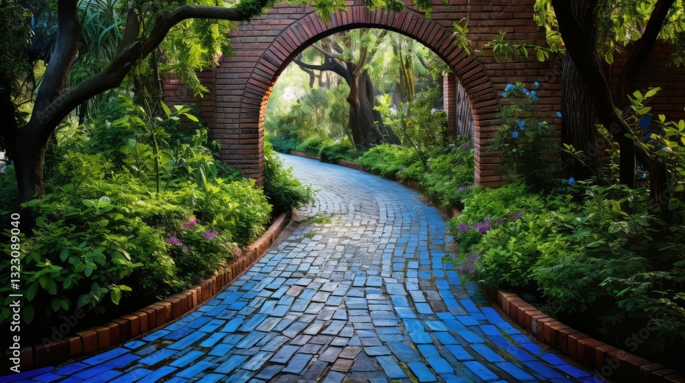 Fototapeta premium garden blue brick