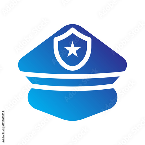    hat  police  uniform  authority  law  enforcement  officer  security  badge  cap Solid gradient icon
