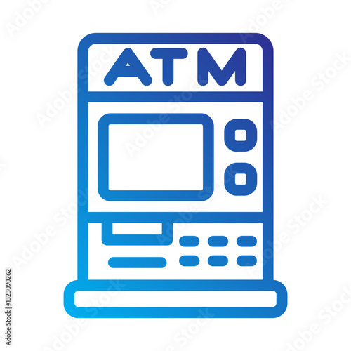    ATM  machine  withdrawal  cash  banking  finance  transaction  money  deposit  card Line Gradient icon