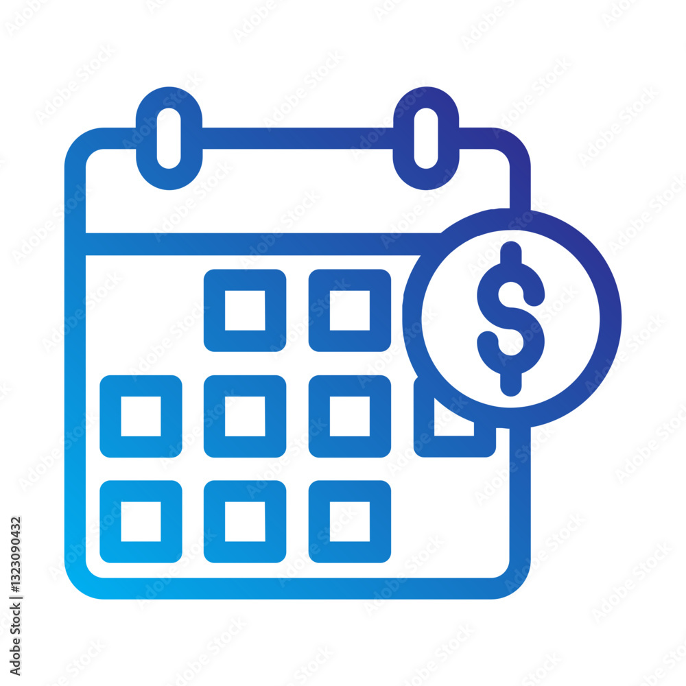 calendar dollar date finance schedule payment plan economy banking business Line Gradient icon calendar dollar date finance schedule payment plan economy banking business Line Gradient icon