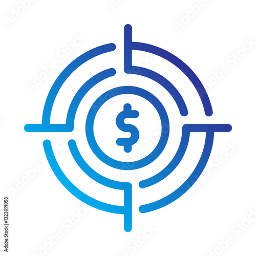    target  dollar  goal  finance  money  achievement  economy  objective  investment  wealth Line Gradient icon