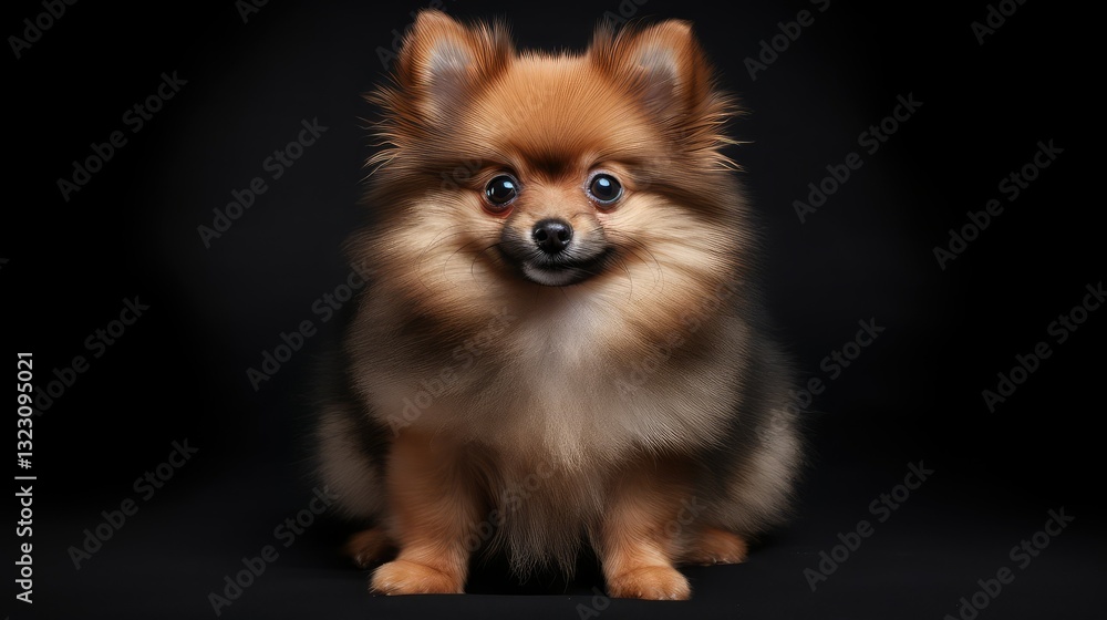 Obraz premium fluffy dog on black background