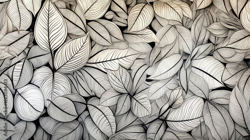 Fototapeta premium mural leaves doodle