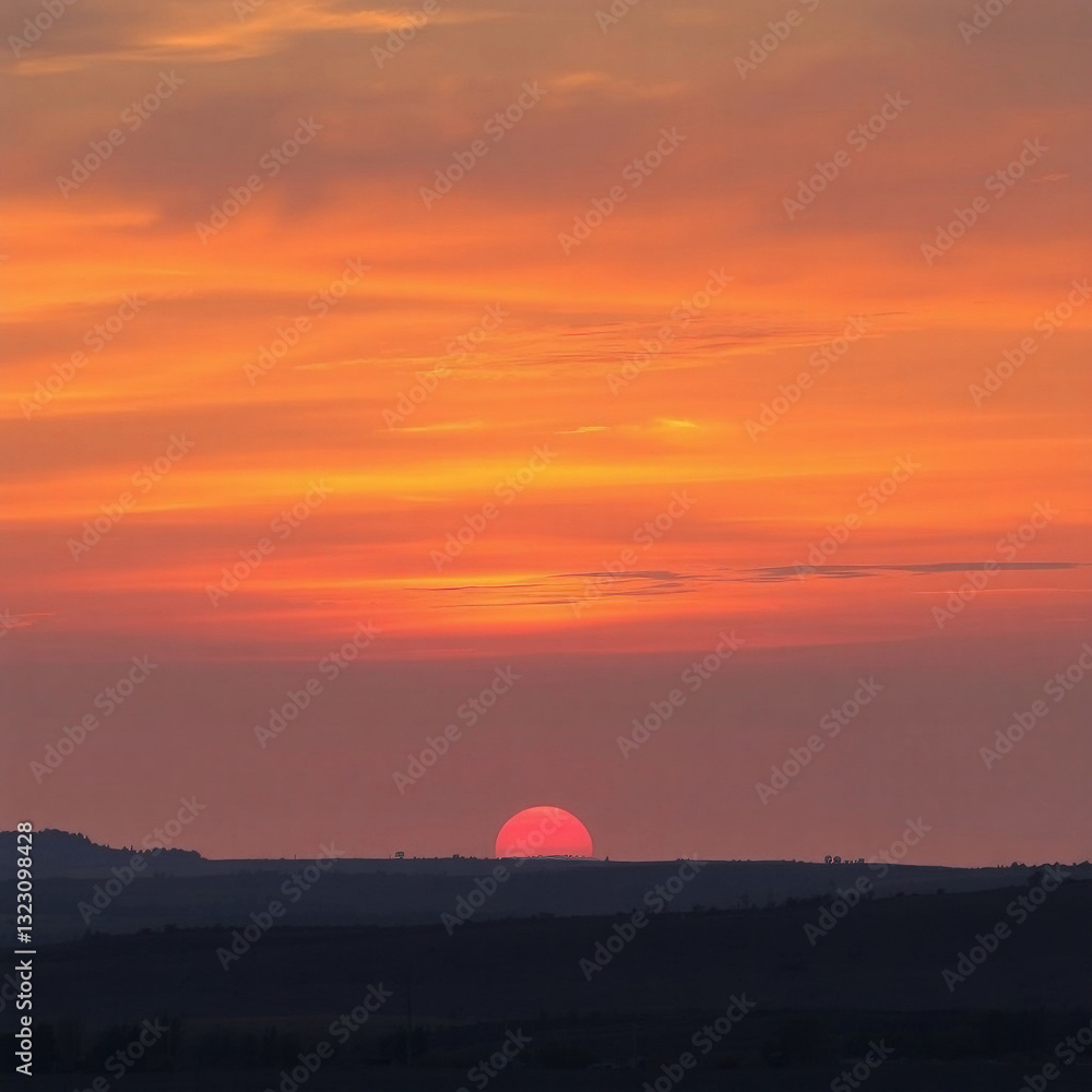 Obraz premium Breathtaking sunset over a tranquil landscape