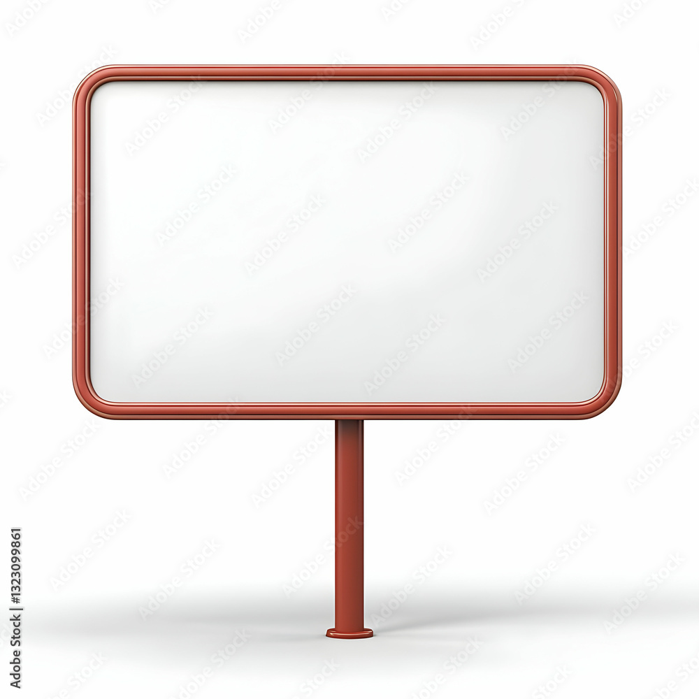 Fototapeta premium Empty Road Sign on White Background with Red Frame Design