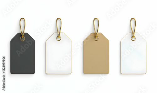 Set of Four Stylish Blank Price Tags for Labeling and Branding