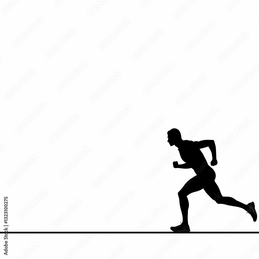 Silhouette of a Runner in Motion During Sunset Over a Horizon Line Silhouette of a Runner in Motion During Sunset Over a Horizon Line