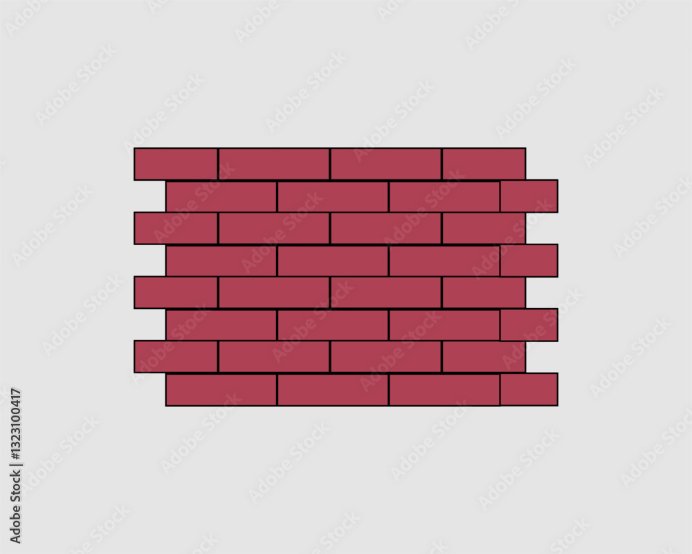 A flat vector illustration of a red brick wall with an offset pattern. Perfect for architectural backgrounds, construction themes, and masonry design concepts A flat vector illustration of a red brick wall with an offset pattern. Perfect for architectural backgrounds, construction themes, and masonry design concepts
