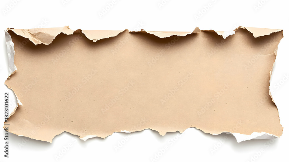 Torn Edge of Brown Paper with White Background for Creative Design Torn Edge of Brown Paper with White Background for Creative Design