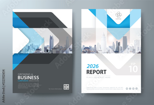 Blue Annual report brochure flyer design template vector, Leaflet, presentation book cover templates, layout in A4 size