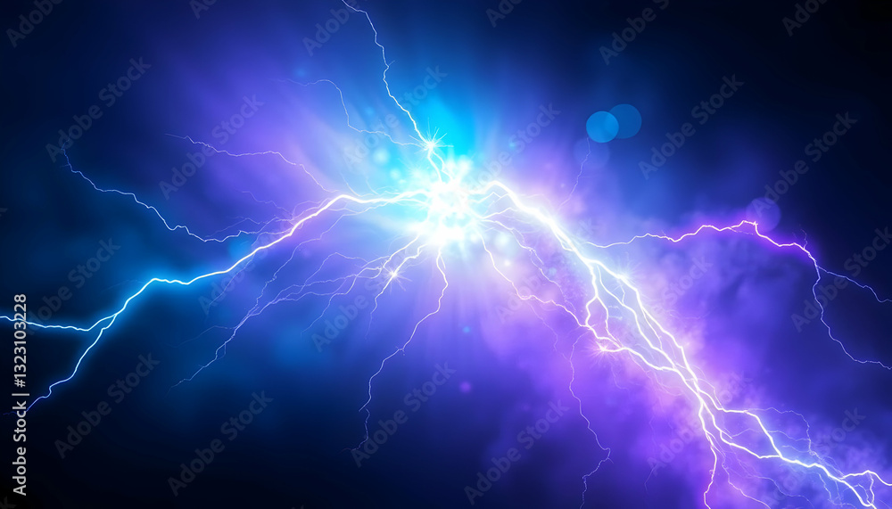 Vibrant Lightning Strikes Illuminating a Dark Stormy Sky Vibrant Lightning Strikes Illuminating a Dark Stormy Sky