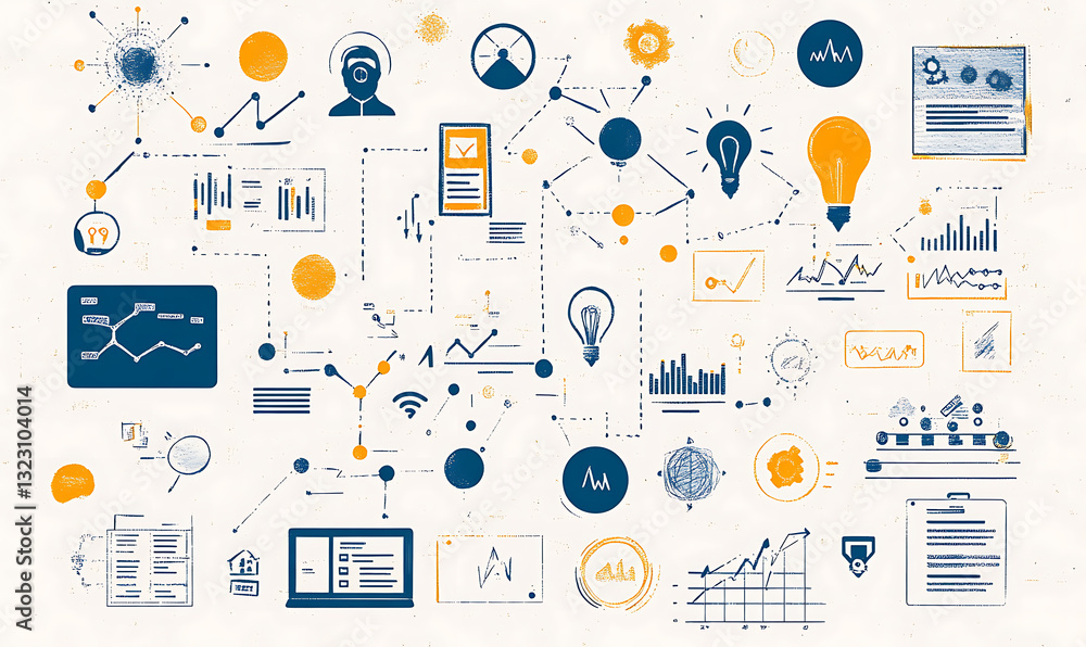 Marketing business idea and office icons illustrator or infographic for presentation background Marketing business idea and office icons illustrator or infographic for presentation background