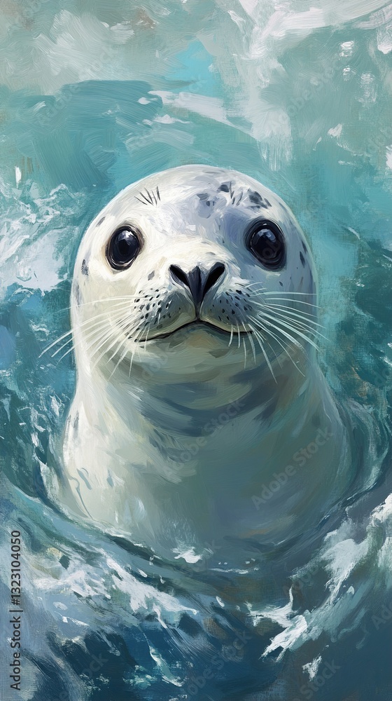 Fototapeta premium Adorable Seal Pup in the Ocean: Wildlife Photography