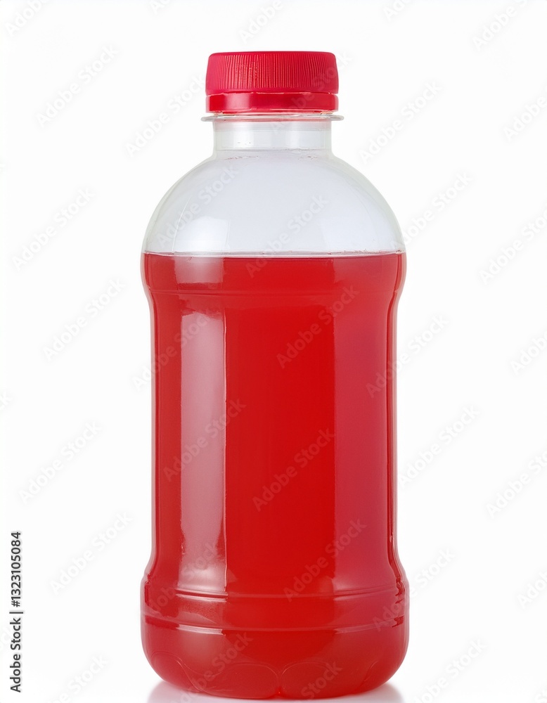 A plastic bottle filled with a vibrant red beverage. The clear bottle showcases the drink's rich color, while the red cap adds a pop of contrast. Refreshing and visually appealing! A plastic bottle filled with a vibrant red beverage. The clear bottle showcases the drink's rich color, while the red cap adds a pop of contrast. Refreshing and visually appealing!